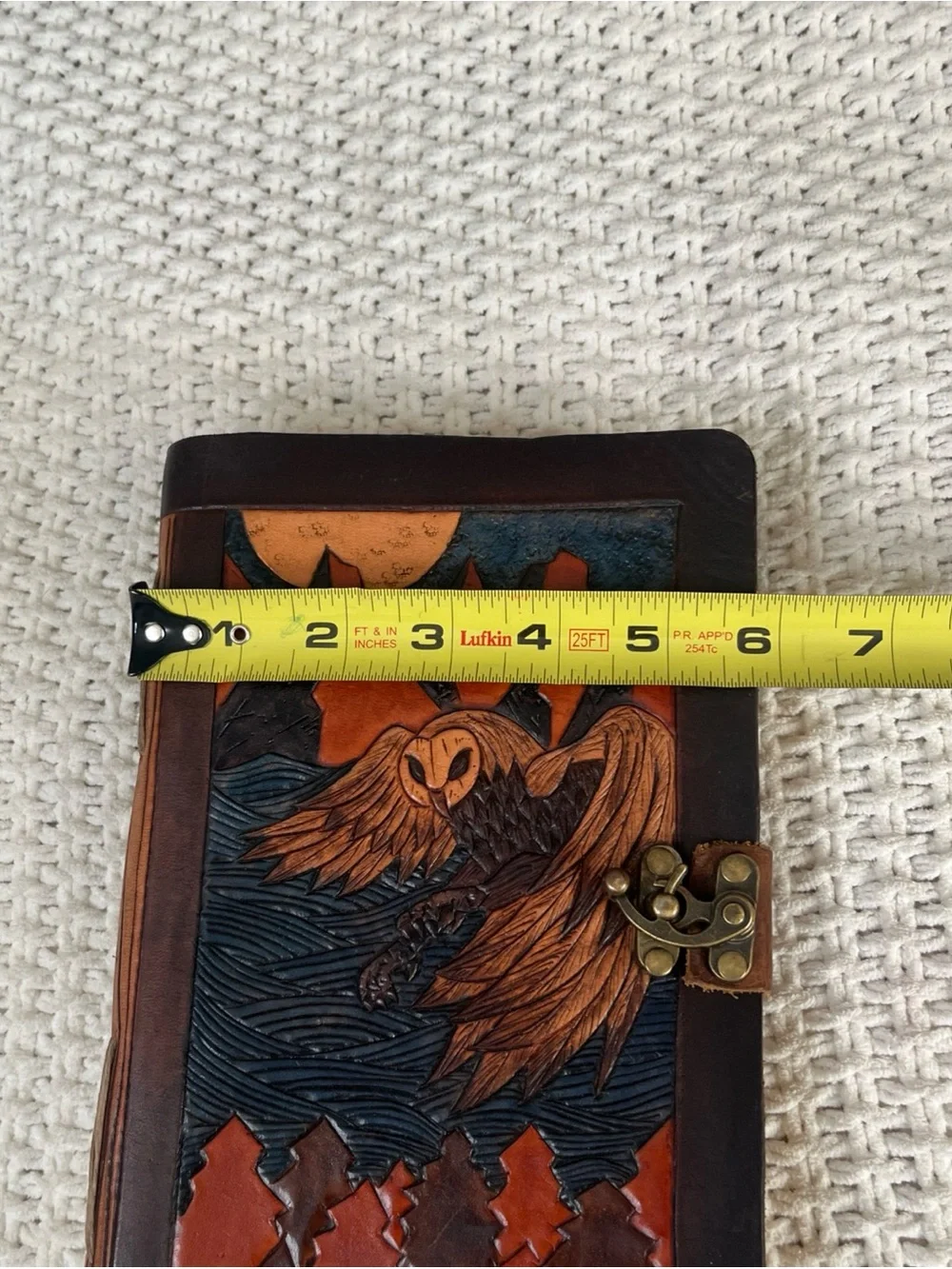 Handmade Paper Leather Emboss Owl Drawing Sketch Pad Journal Diary Boho w/clasp
